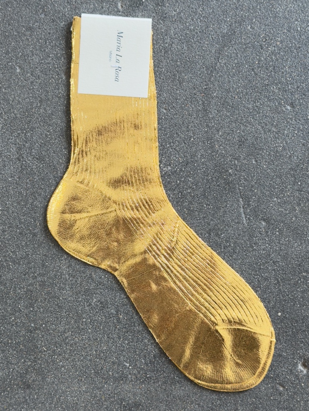 Maria La Rosa Laminated Silk Socks in Gold
